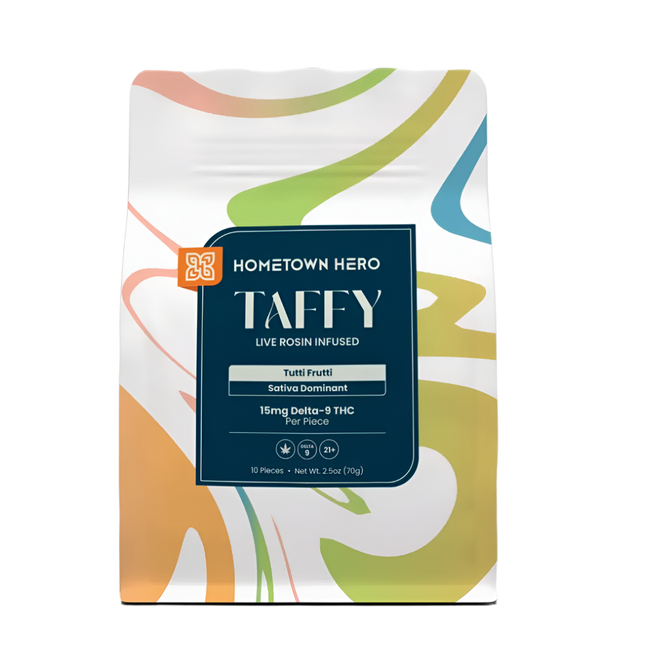 Delta 9 Edibles Live Rosin Salt Water Taffy - 10 count Home Town Hero