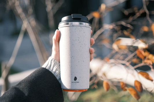 Eco-friendly Spill-Proof Travel Mug Made of Recycled Coffee Grounds, Reusable Coffee Cup, Sustainable Stainless Steel Tumbler, White Ocoee Botanicals